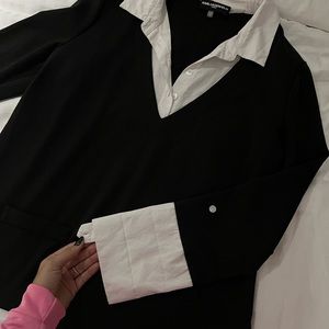 Karl Lagerfeld Collard Long Sleeve Top